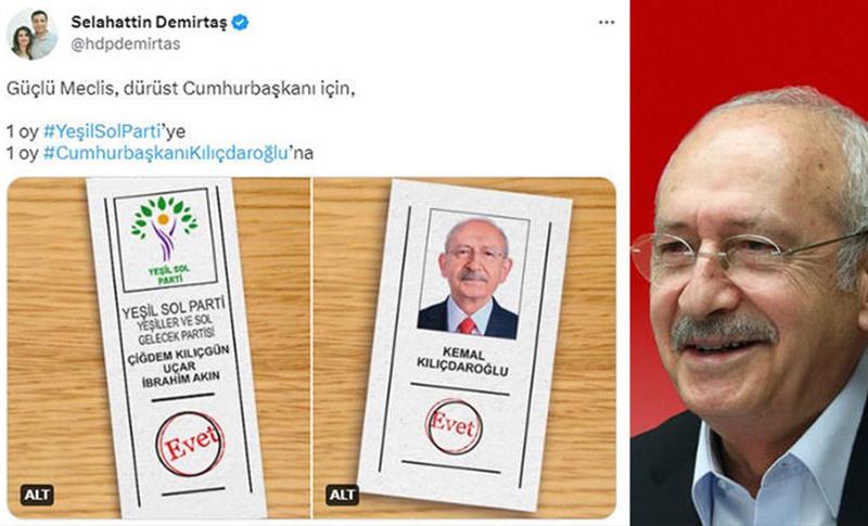 DEMİRTAŞ'TAN, KILIÇDAROĞLU'NA: BENİM OYUM SİZEDİR