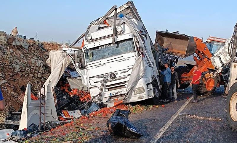 DİYARBAKIR’DA TIR, MOLA İÇİN DURAN KAMYONA ÇAPTI! 1 ÖLÜ, 2 YARALI