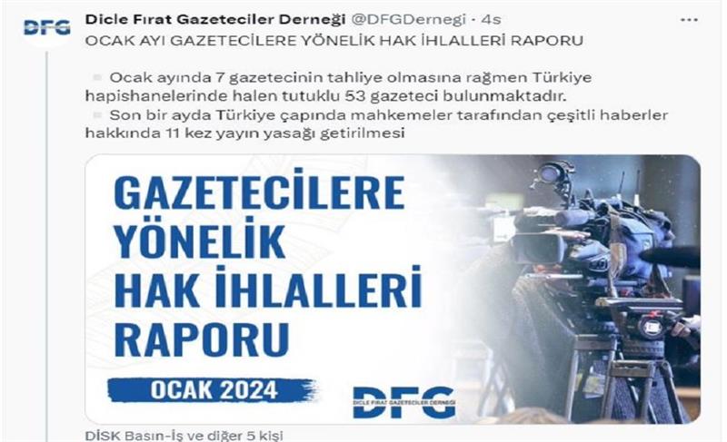 DFG'NİN OCAK AYI RAPORU: GAZETECİLERE BASKILAR SÜRÜYOR