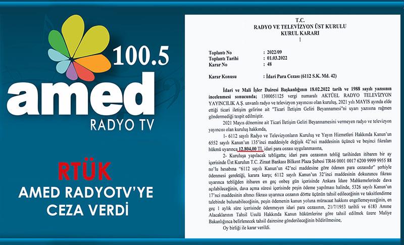 RTÜK'TEN AMED RADYO TV'YE CEZA!